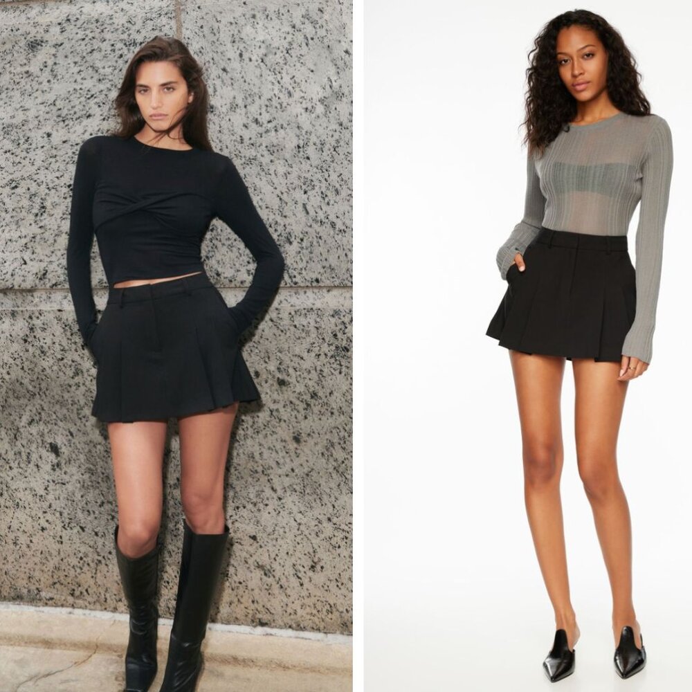 Mini jupe-short à plis - Mini pleated skirt with shorts - skort